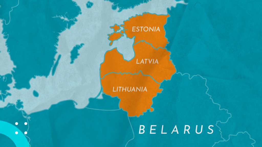 Picture of a map indicating the the Baltic market region: Estonia, Latvia and Lithuania.