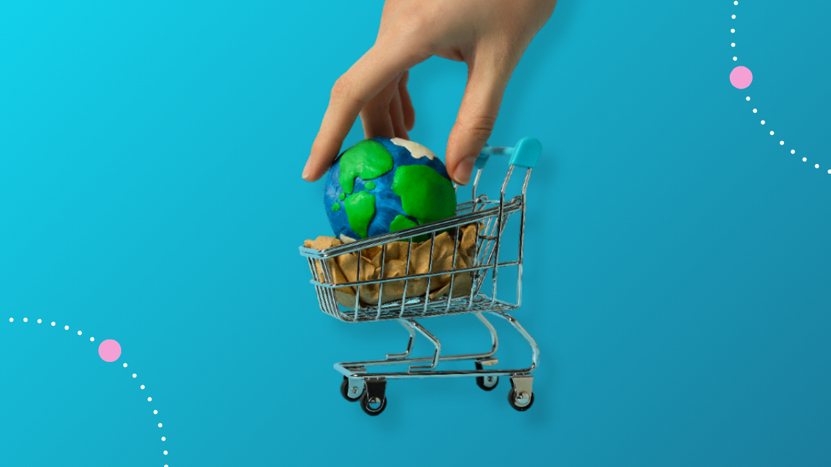 Illustrative image of a world inside a shopping cart.